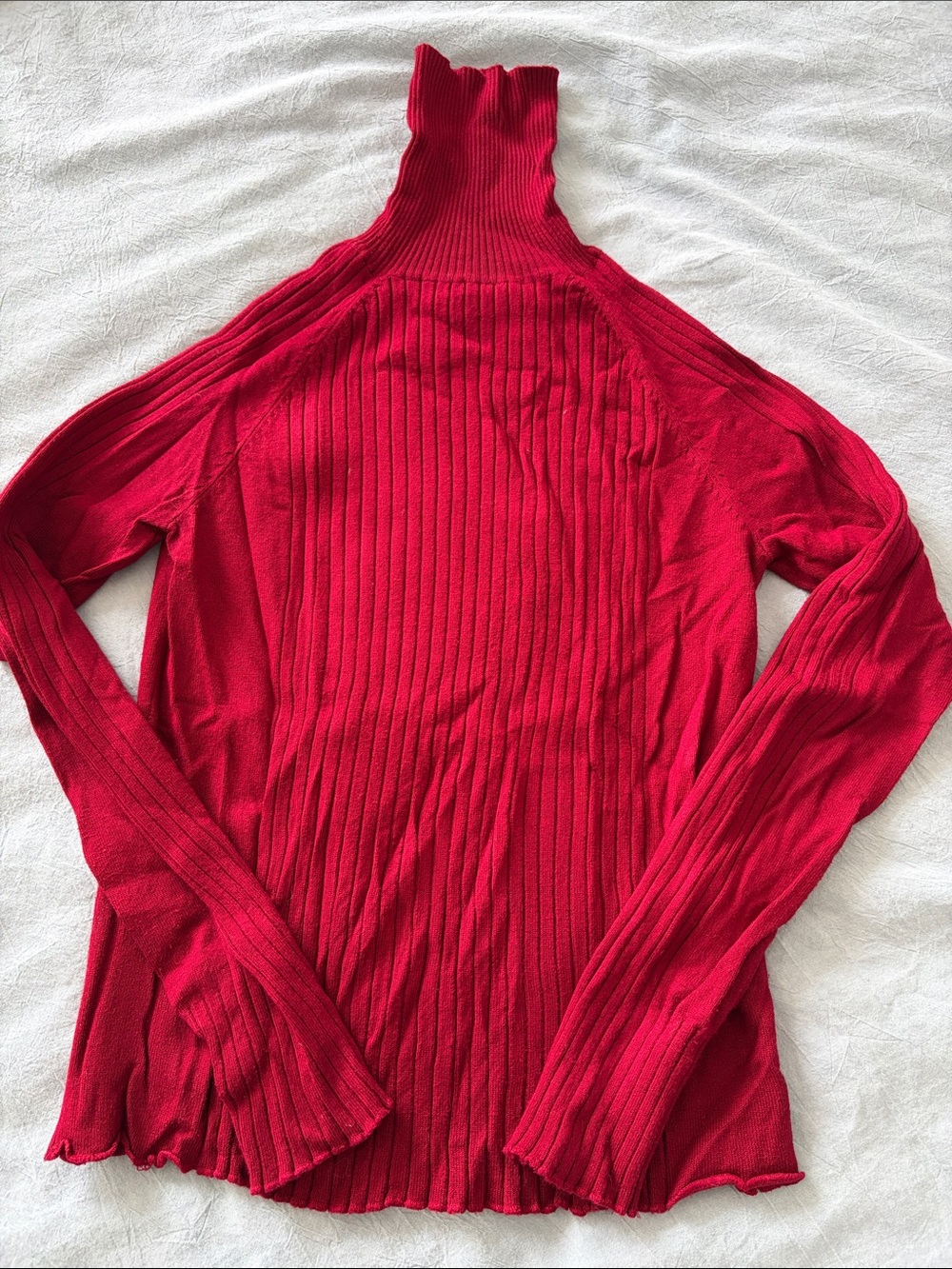 Zara Red Ribbed Cowl Neck Sweater